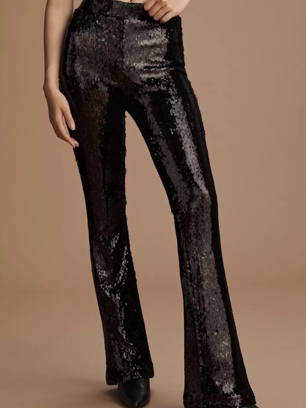 Anthropologie Sanctuary Black Sequin Flare Pants Size Small